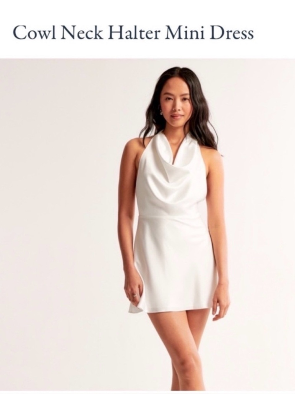 Abercrombie & Fitch White Cowl Neck Halter Mini Dress